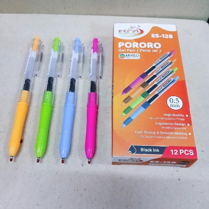 

ID PENA GEL PORORO ESCO ES-128 0.5MM (12 PCS) - STATIONERY PULPEN MURAH TINTA