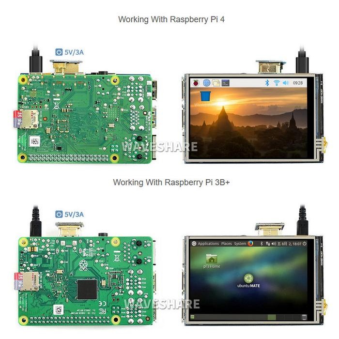 Lcd Waveshare 3.5" 3.5 Inch Hdmi Ips Lcd Touchscreen Raspberry Pi 3B +