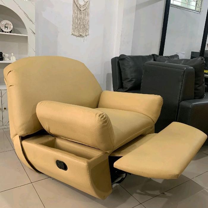 Terlaris Recliner 04 Sofa - Sofa Recliner Santai Mekanis Manual Kulit Sintetis