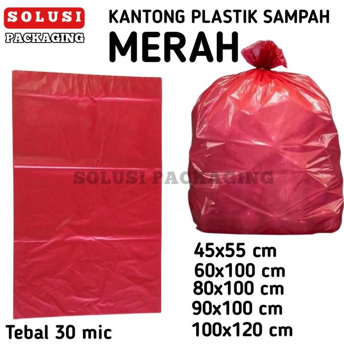 CUCI GUDANG PLASTIK MERAH KANTONG PLASTIK SAMPAH KRESEK TRASH BAG LAUNDRY MERAH BESAR JUMBO HD PE