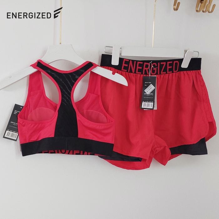 Energized Set Sport Bra with hotpant flame red