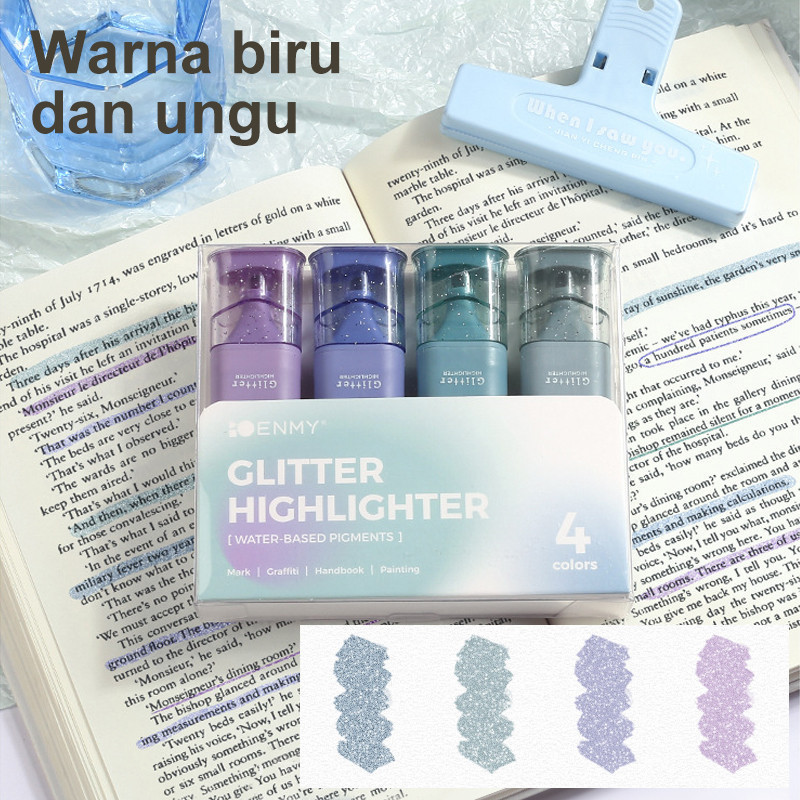 

ENMY 4pcs Glitter , Pen Bujo, Hiasan Gliter, Bolpen Warna, Bullet Deco DIY