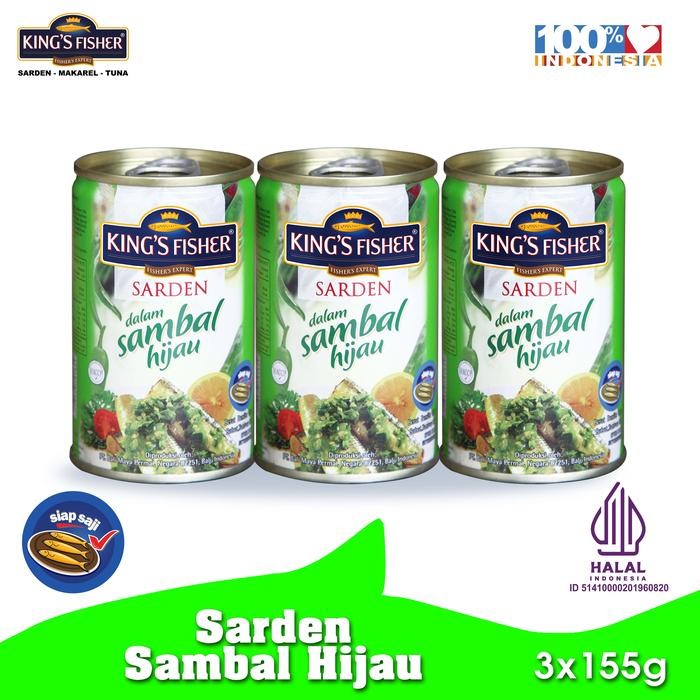 

PastikanDikirimLgsg- Paket 3 pcs King's Fisher Sarden mini Sambal Hijau Makanan Kaleng 155g