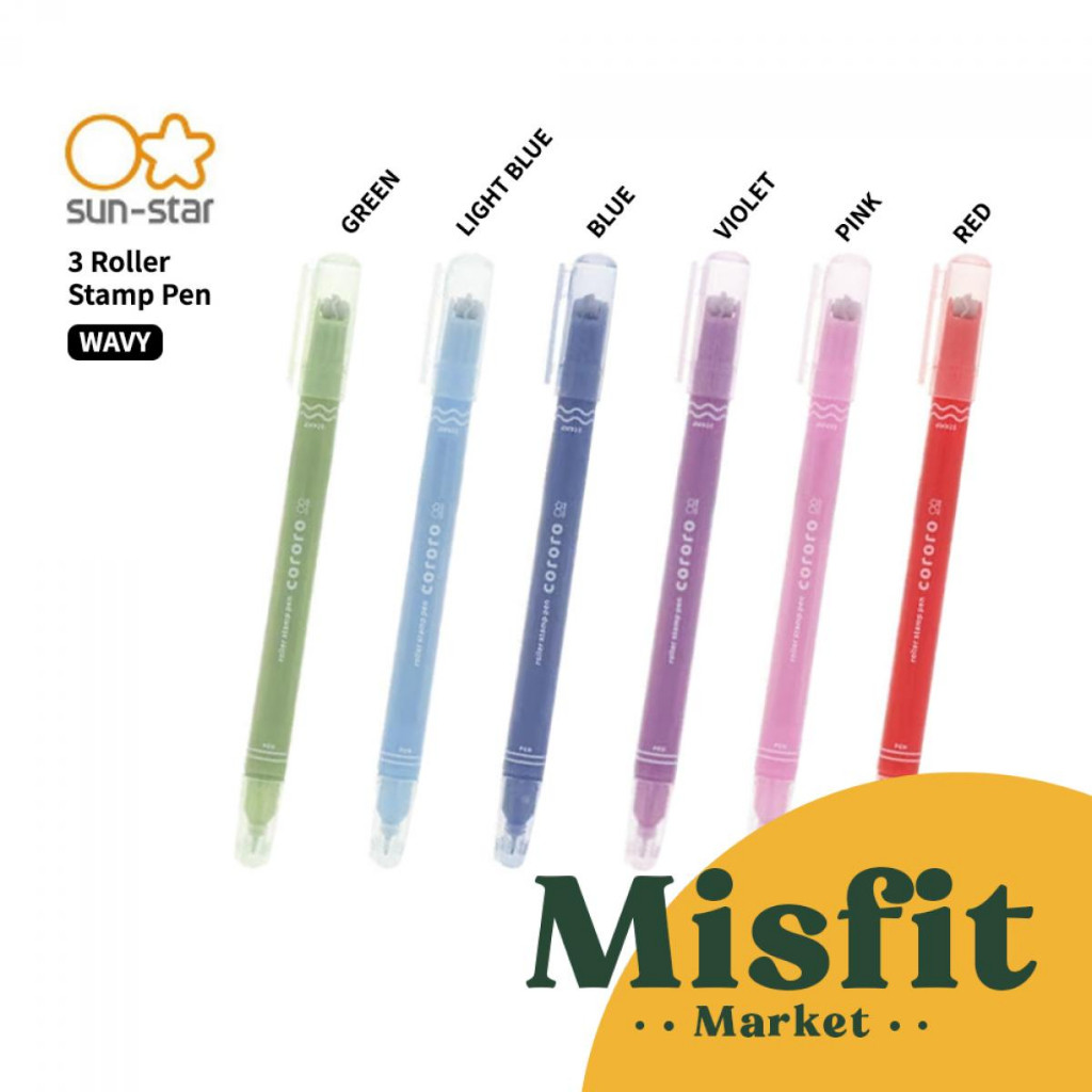 

SUN STAR Cororo 3 Roller Stamp Pen Pulpen Stampel Motif Unik Warna Warni