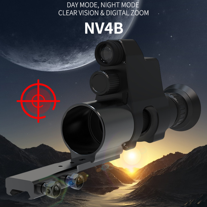 NV4B Clip-on Monocular Night Vision Scope Device Round Screen 4X Zoom HD 1080P Video Camera Night Hu