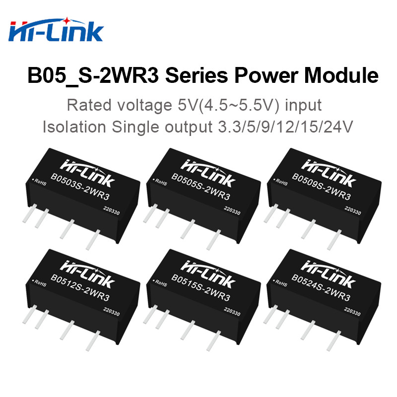 5pcs/lot B0505S B0512 B0515 B0524-2W SIP-4 24V to 3.3V/5/9/ 12/15/24V IC Isolation Power Module