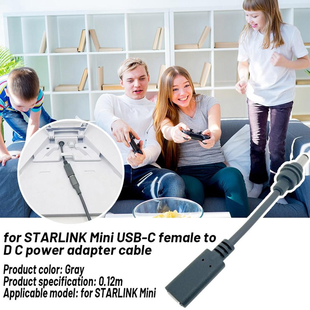 For Starlink Mini USB C Female To DC Power Adapter Cable Plug and Play Outdoor Waterproof Converter 