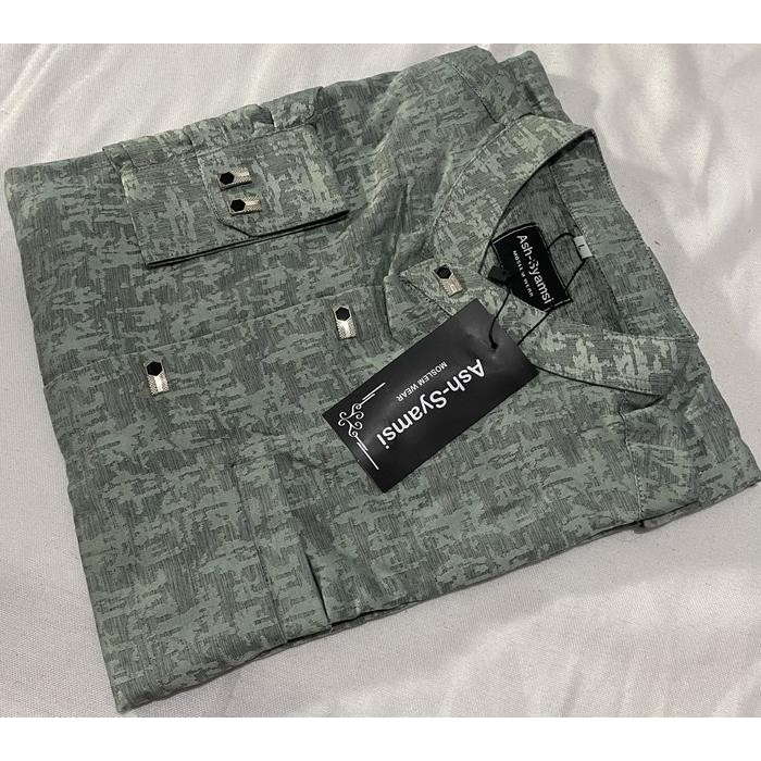 Hayat- Koko Abstrak Lengan Panjang Baju Kain Motif Muslim Sultan Katun Couple Embos Pria