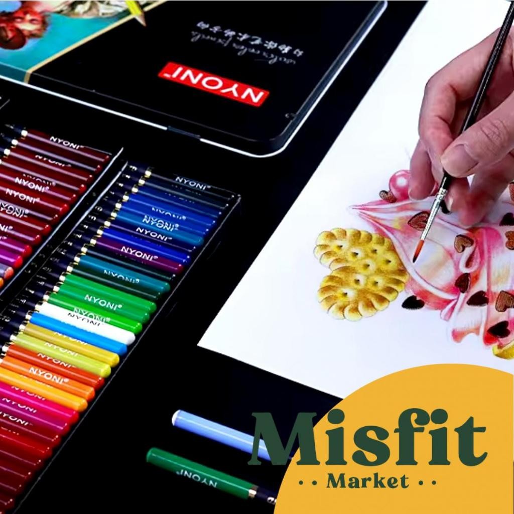 

NYONI Water Soluble Color Pencil Set 12/24/36/48/72/100 Pensil Warna Cat Air Watercolor