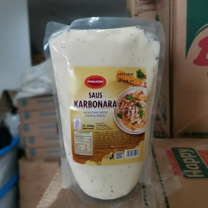 

New Prima Agung Karbonara Saus Carbonara Spaghetti Sauce 500gr Pouch
