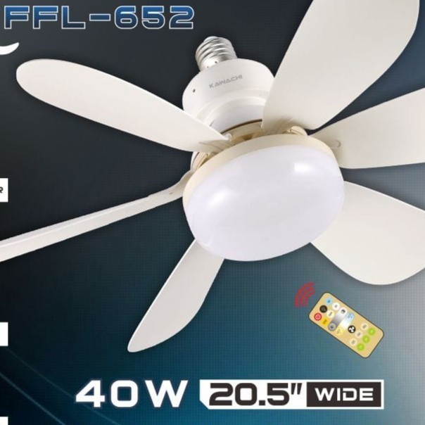 Kawachi Ceiling Fan E27 LED Flower Fan Light Kipas Angin Lampu Remote