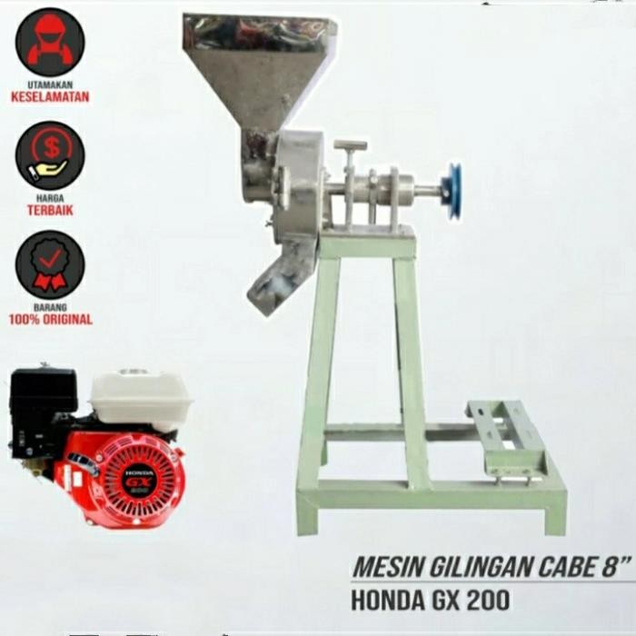 Mesin Giling Bumbu Cabai Stainless 8In Dan Honda Gx 200 Jialing