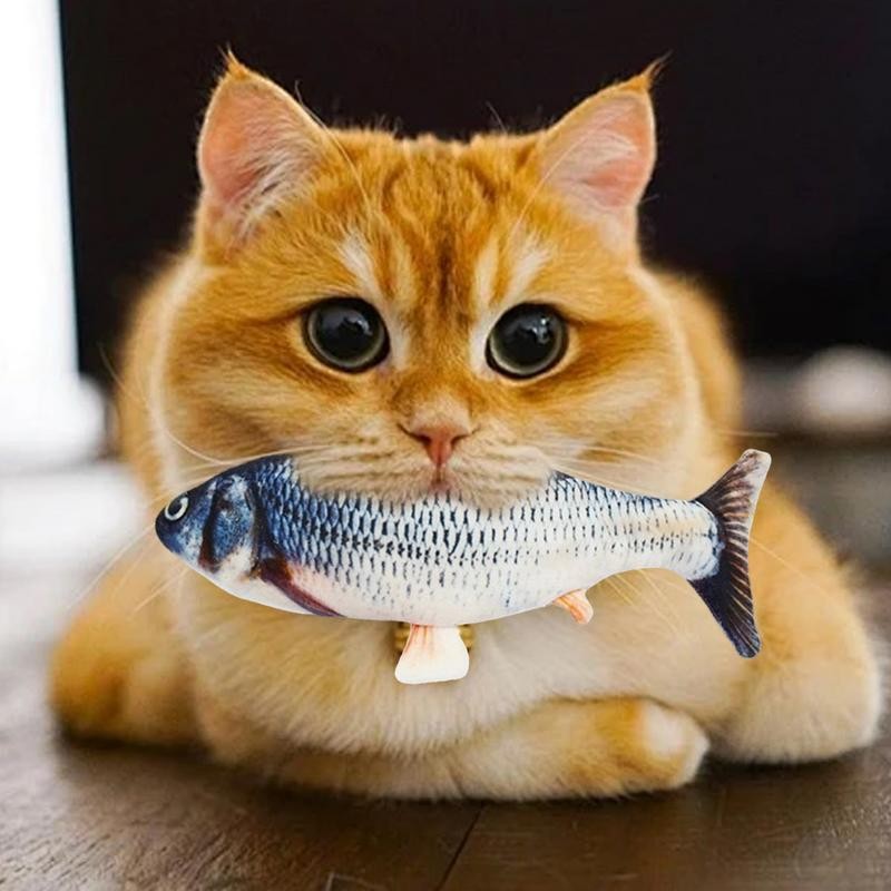 Cat Fish Toy Rechargeable Moving Fish Toy Simulation Wagging Fish Interactive Toy Soft Fish Patting 