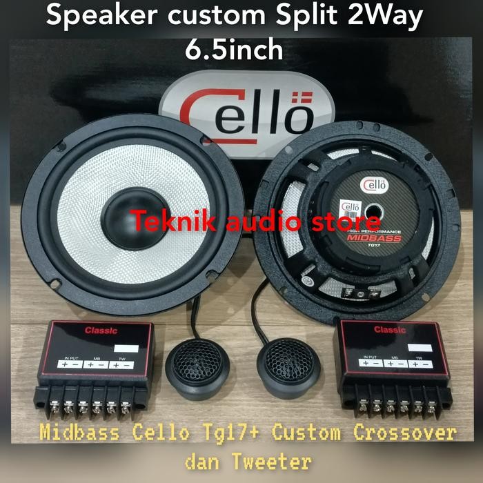Speaker Split 2way Midbass Cello TG17 dan Custom crossover 2way+Tw