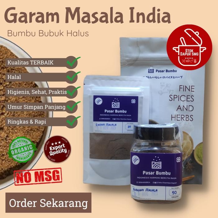 

^^^^^] Pasar Bumbu Garam Masala India Bubuk / Bumbu Masakan India Pouch Refill 20gr 50gr 100gr Botol