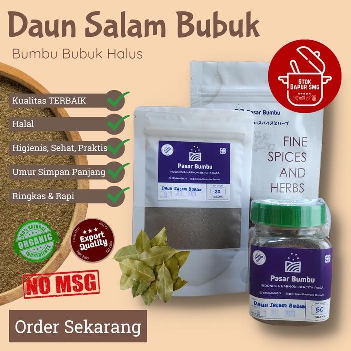 

Produk Unggulan] Pasar Bumbu Daun Salam Bubuk Halus / Bayleaf Powder Pouch Refill 20gr 50gr 100gr