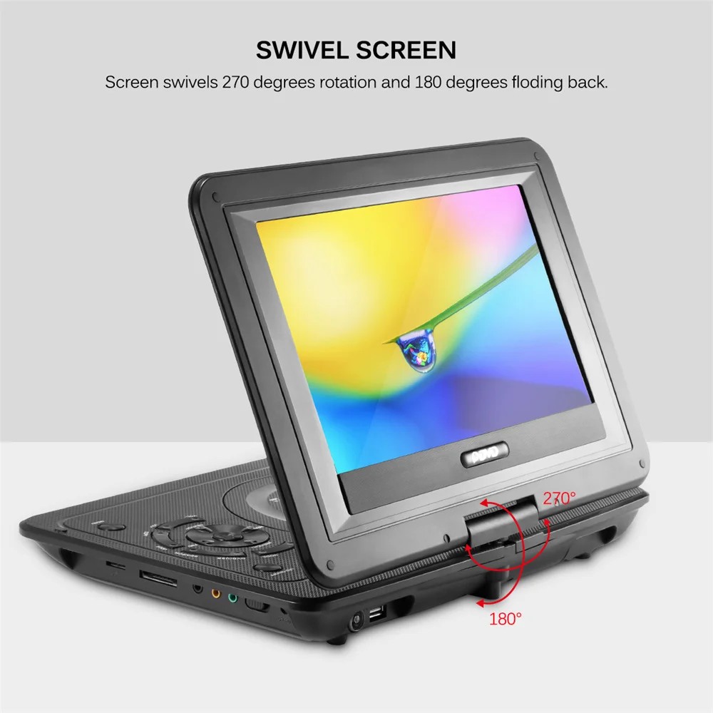 13.9 Inches Portable DVD Player Region-free EVD Player USB Port 270 Degree Rotation Swivel Screen EV