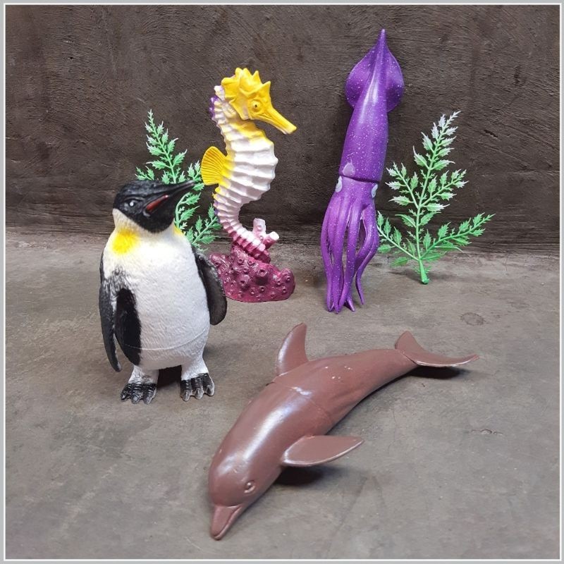 Mainan Miniatur Hewan Laut Ukuran Besar isi 4 pcs