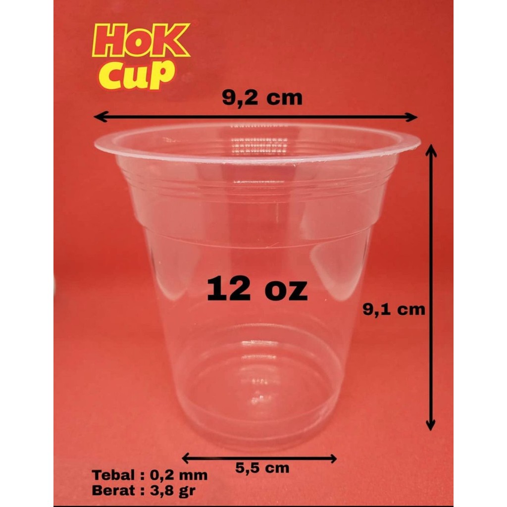 [50 PCS] Gelas Pop Ice HOK Ukuran 12oz / Gelas Plastik Bening Pop Ice / Cup Pop Ice