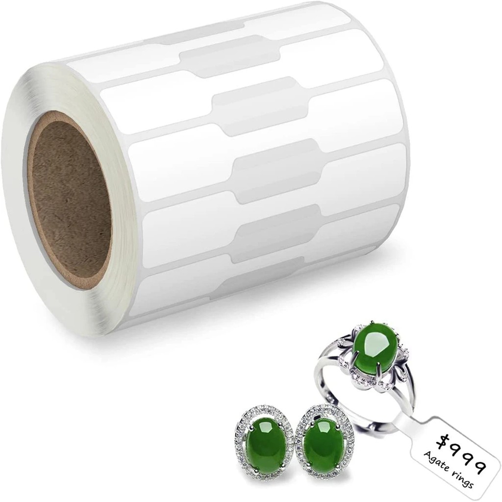 

500Pcs/Roll Price Stickers Jewelry Price Tags Self Adhesive White Blank Sticker Kraft Paper Ring