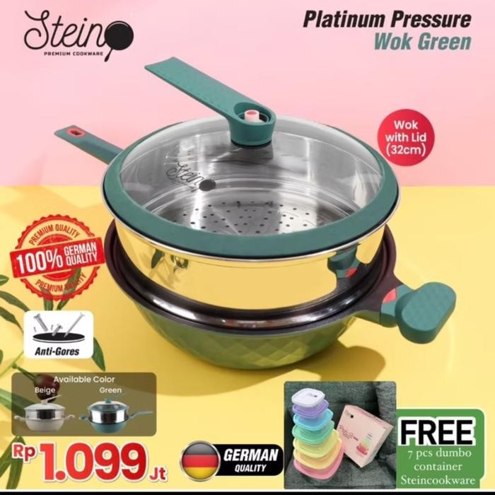 Stein Steincookware Wok Steamer Platinum Pressure Cooker Anti Baret