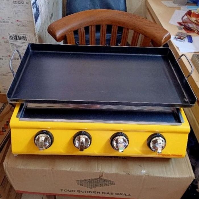 wajan panggangan kotak teppanyaki tebal baja hitam