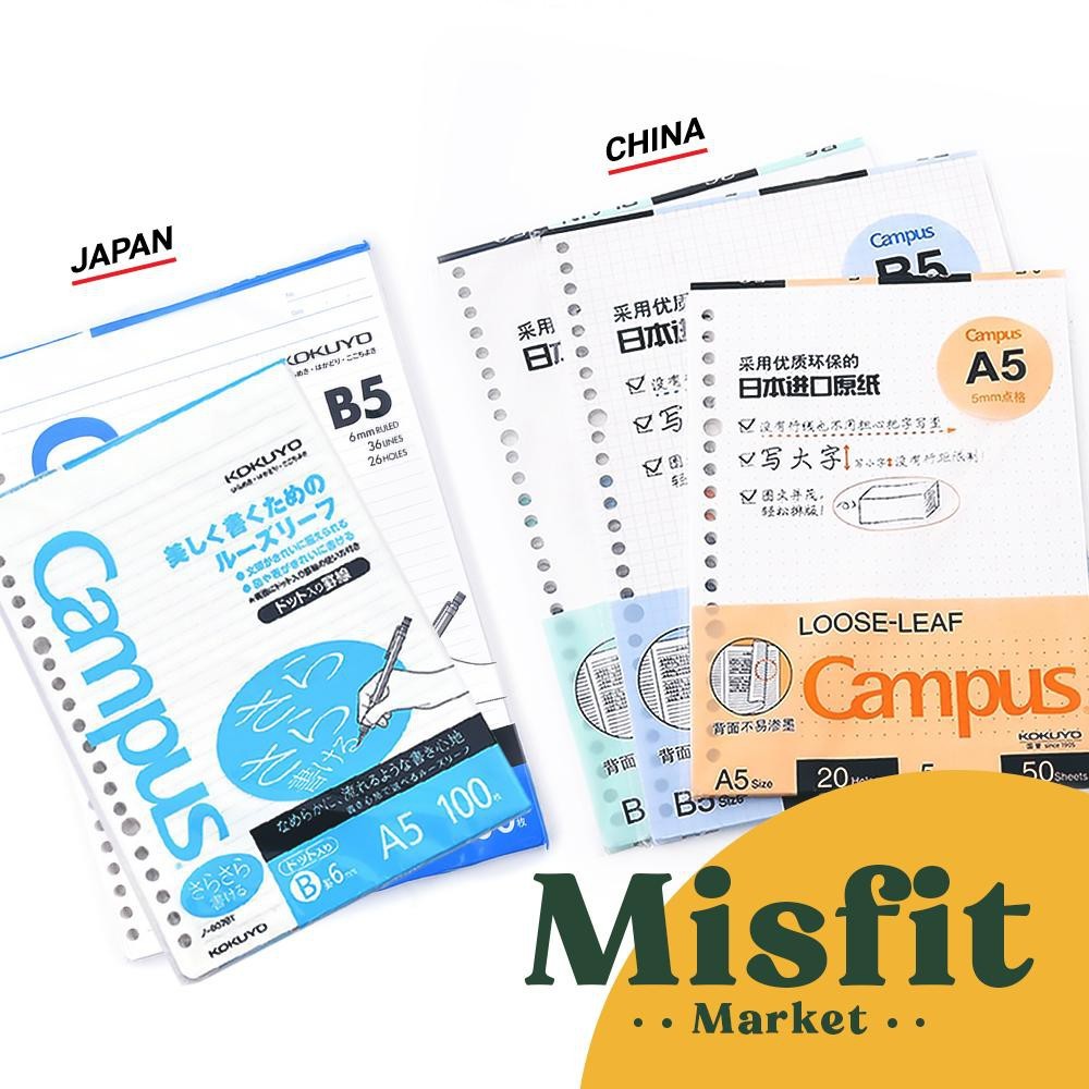 

KOKUYO Campus Paper Loose Leaf Refill A5 Isi Ulang Kertas Binder