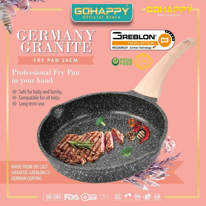 Penggorengan Granit Frypan Germany Granite GHG85 Panci frying pan Gohappy Dari Greblon C3 ORIGINAL