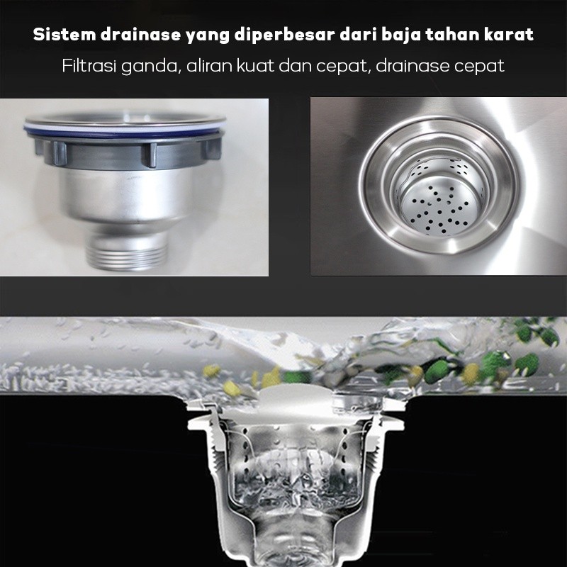 Lighthundred Bak Cuci Piring 1 Bowl Besar/ Bak Cuci Piring Stainless Hitam Modern Kitchen Sink cuci