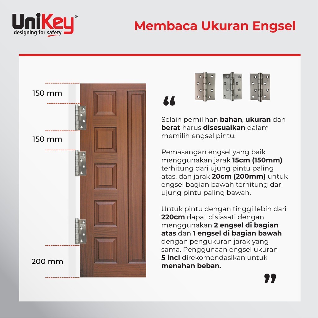 UniKey Stainless Steel Hinge EKP 134 5x3xM 4BB MB Engsel