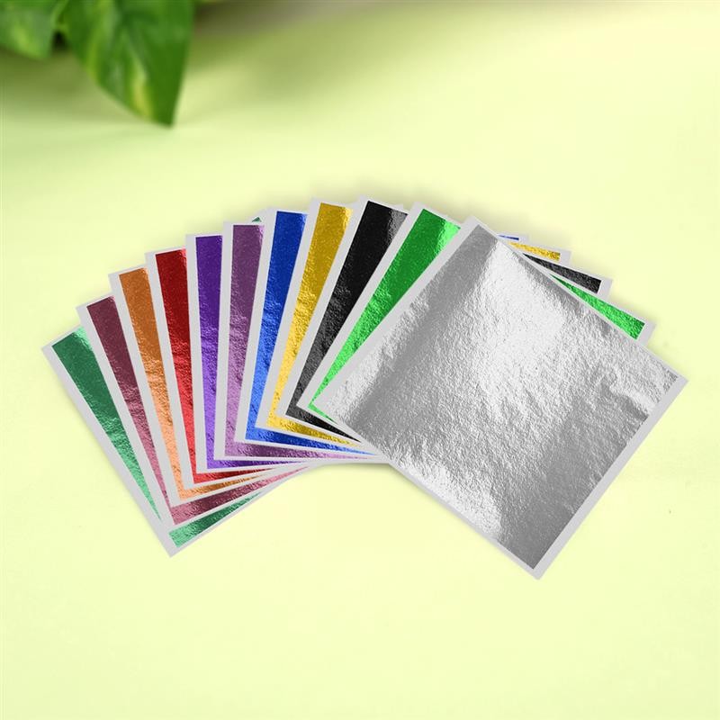 

100 Sheets Imitation Foil Paper Leaf Gilding Diy Epoxy Resin Art Craft Paper Birthday Wedding Cake