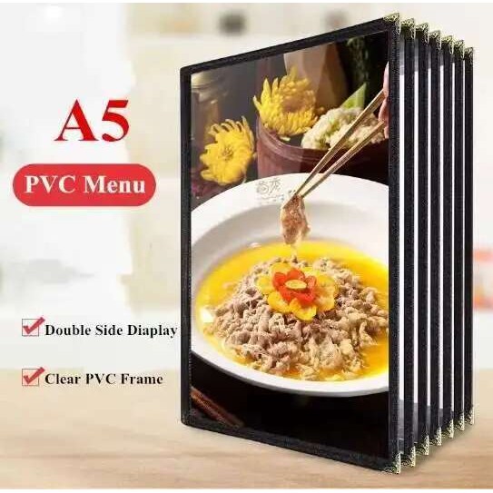 

A5 Double Fold Menu Sleeves Books Restaurant Recipe Menu Paper Covers Pvc Poster Frame With