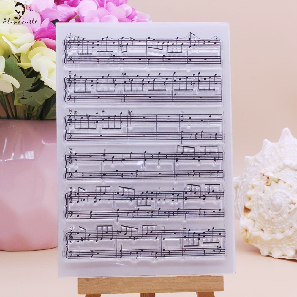 

Alinacutle Clear Stamps Music Background Diy Scrapbooking Card Album Paper Craft Rubber Transparent