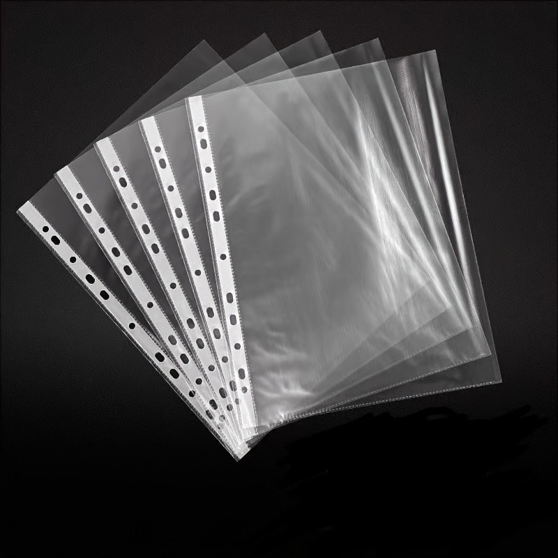

20Pcs A4 Clear Pvc Sheet Multipurpose File 11-Hole Loose Leaf Page Document Punched Pocket Folder