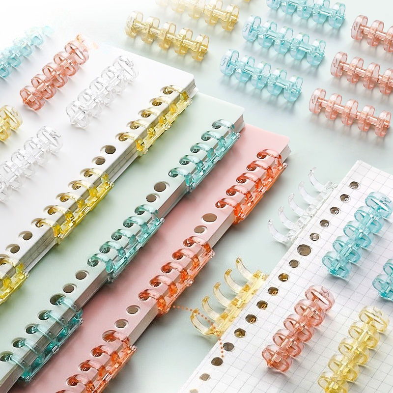 

10Pcs 5Holes Loose-Leaf Binding Ring A5 A4 Plastic Notebook Loose Leaf Clip Detachable Binder