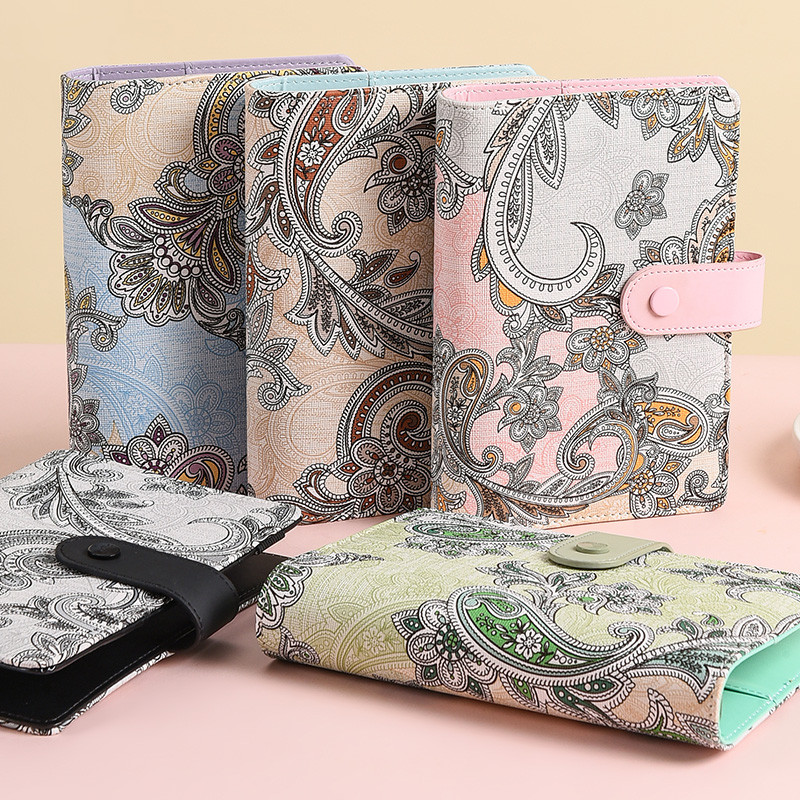 

New Colorful Retro Pattern A6 Pu Leather Diy Binder Notebook Only Covers Diary Books Schedule Covers