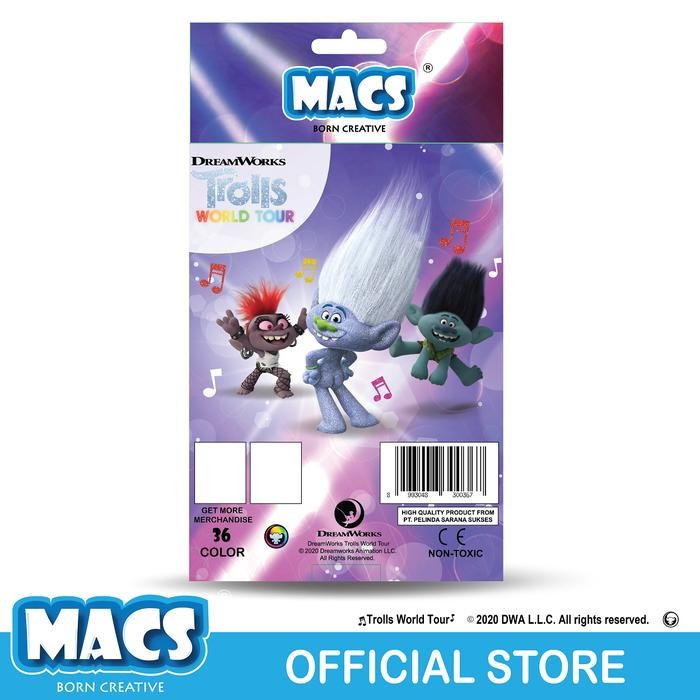 

Macs Coloring Pencil/Warna Pensil (36 Colors) Trolls World Tour Movie #Gratisongkir