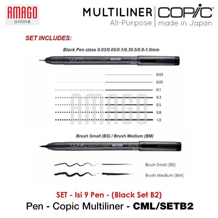 

Copic Multiliner Black Set B2 - 9 Pcs Pen - Cml/Setb2 #Gratisongkir