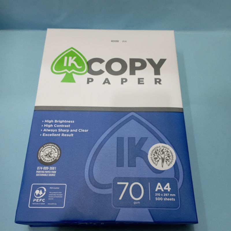 

KERTAS HVS IK COPY PAPER A4 70gsm isi lembar / pack