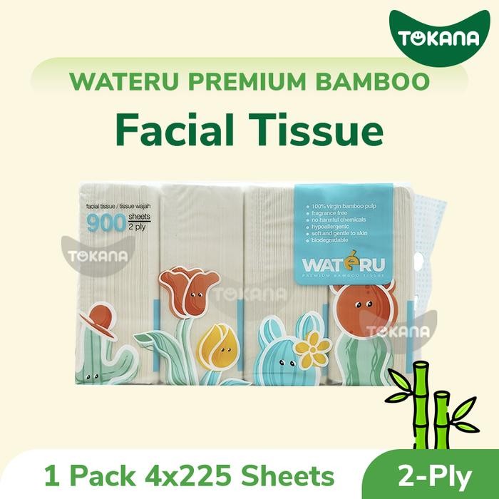 Wateru - Premium Bamboo Facial Tissue (900 sheets, 2-Ply)