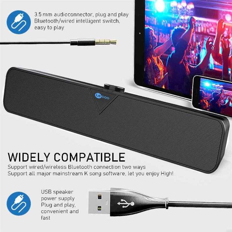 Lenovo Lecoo Soundbar Active Speaker Dynamic Sound 6W Wired Version - Ds102