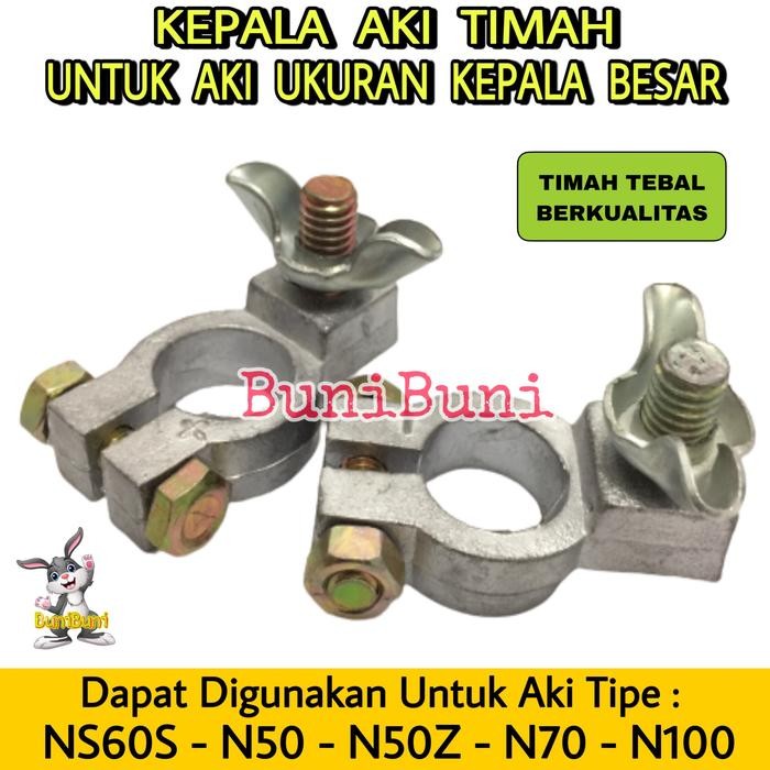 Kepala Aki TIMAH NS70 - Terminal Klem Aki Mobil BESAR NS70 (SEPASANG)