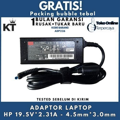 Adaptor Charger Laptop 19.5V 2.31A Pin Biru - Kabel Listrik Termasuk - Blue colokan biru