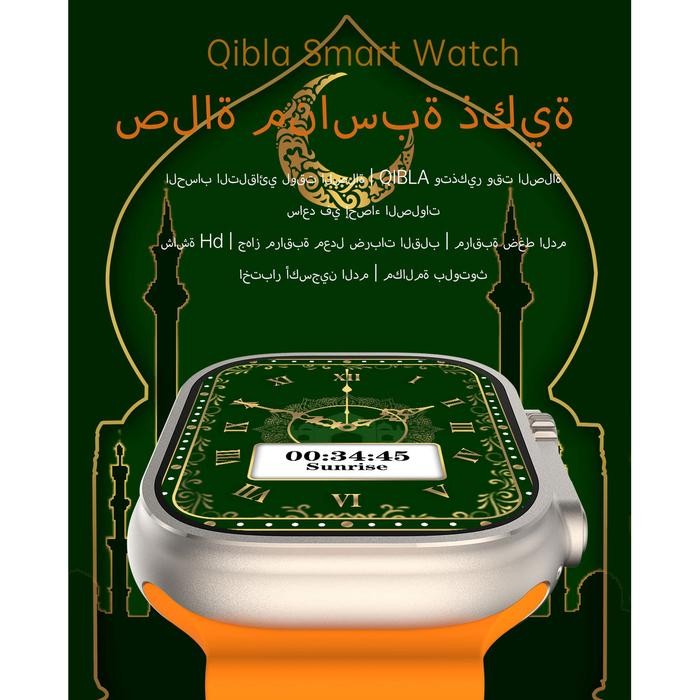 QIBLA Watch Smart Prayer Jam tangan Muslim Smartwatch Support Compass Custom Dial Health Monitoring