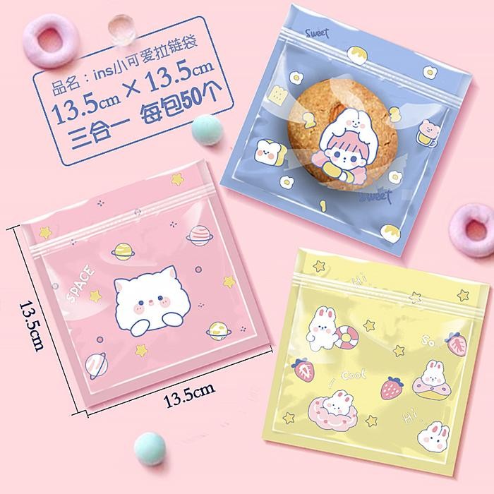 

Plastik Zipper Aesthetic 13X13 Kemasan Permen Cookies Mini