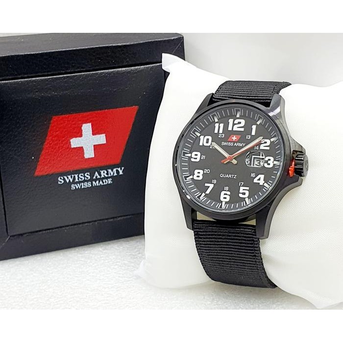 Swiss Army 2315 Original Jam Tangan Pria Tali Kanvas Fre Box Garansi 1 Tahun Kaca Quartz