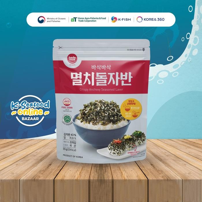 

PastikanTerjaminMutunya- K-Badamoa Crispy Anchovy Seasoned Laver /Rumput Laut Renyah Rasa Ikan Teri 55gr
