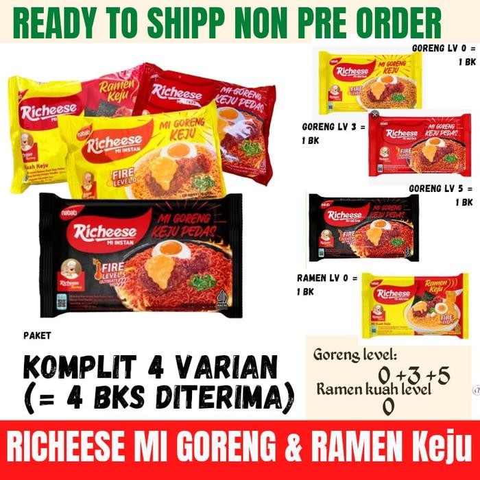 

SemuAReadyYaB0Zq- Lengkap RICHEESE Mi Goreng Keju Lv0 + Lv3 + Lv5 + Mi Ramen Lv0 isi 4 p