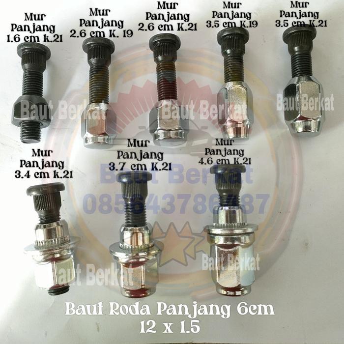 PREMIUM baut mur roda panjang 12x1.5 baut mur racing panjang 12x1.5 baut 6cm