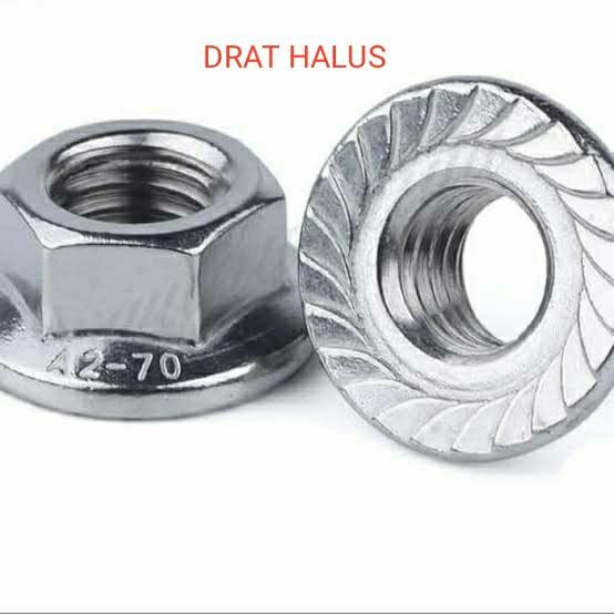 PREMIUM MUR FLANGE / FLANGE NUT STAINLESS M12 PITCH 1.25 DRAT HALUS